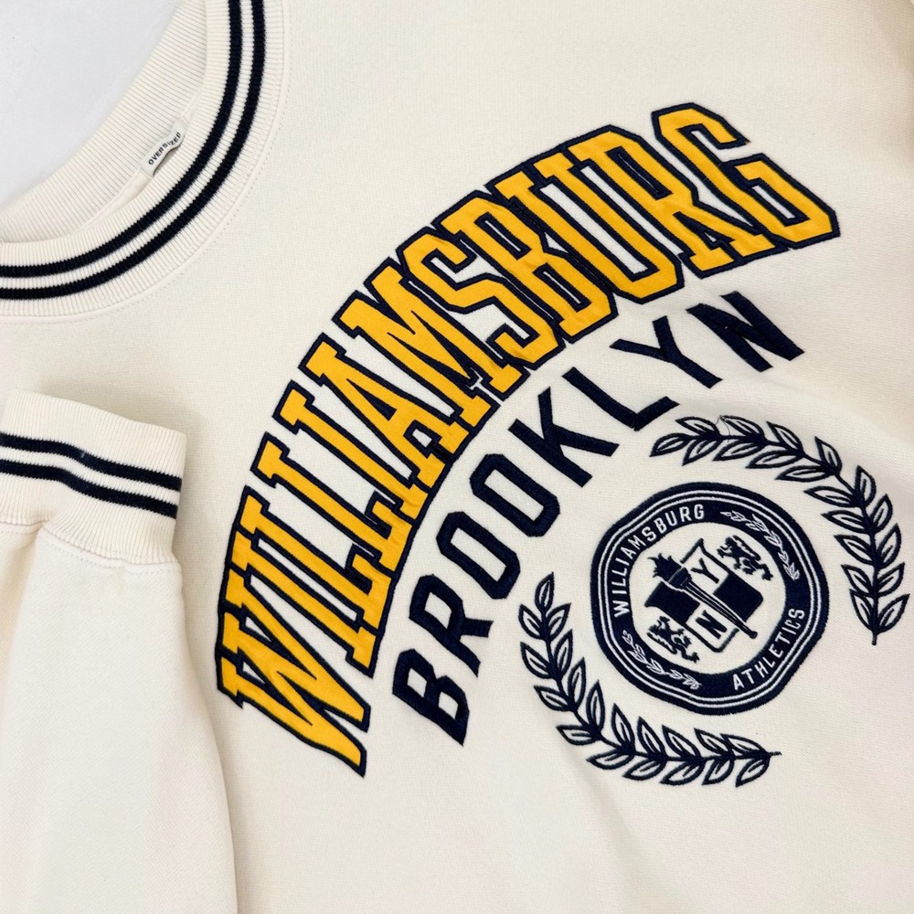 Abercrombie & Fitch Sweatshirt Mens L Cream Williamsburg Brooklyn Excellent